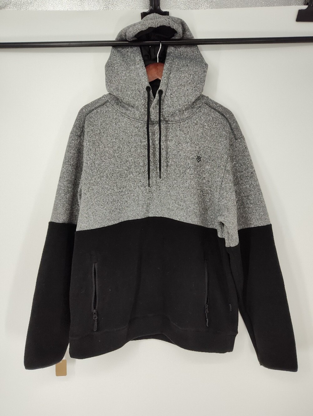 Veece Men's Two-Tone Gray and Black Knit/Fleece Hoodie Size Large